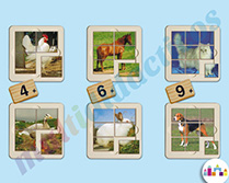 set puzzle foto - animales granja (6 uds)