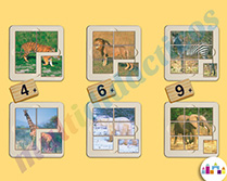 set puzzle foto - animales selva (6 uds)