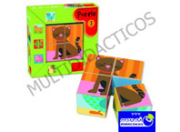 Puzzle 4 cubos animales