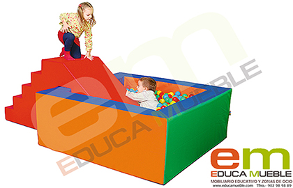 Piscina de bolas con escalera-rampa 1.5 x 1,5 x 0.6  m